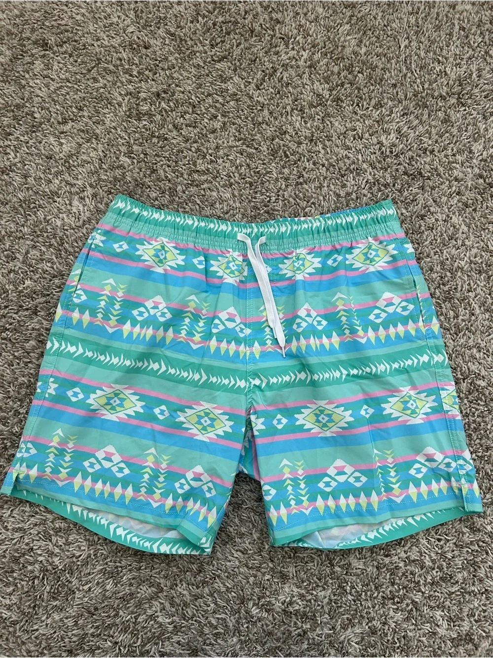 Bearbottom Men's Swim Trunks Aztec Pattern 7” Inseam Size XL